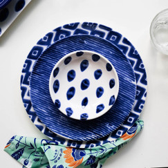 Vietri Santorini Stripe Salad Plates 