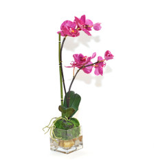 Emilio Robba Faux Floral Fuchsia Phalaenopsis Garden Vase 