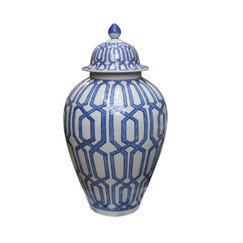 Legends of Asia Blue & White Crossing Diamond Heaven Jar 