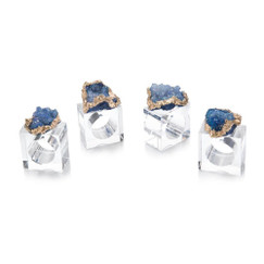 John Richard Blue and Gold Napkin Rings (Set of 4) 