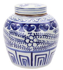 Legends of Asia Blue and White Climbing Vine Motif Ming Jar 