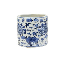 Legends of Asia Blue and White Bird Motif Orchid Pot 