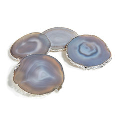 Anna New York Lumino Smoke Agate & Pure Silver Gemstone Coasters 