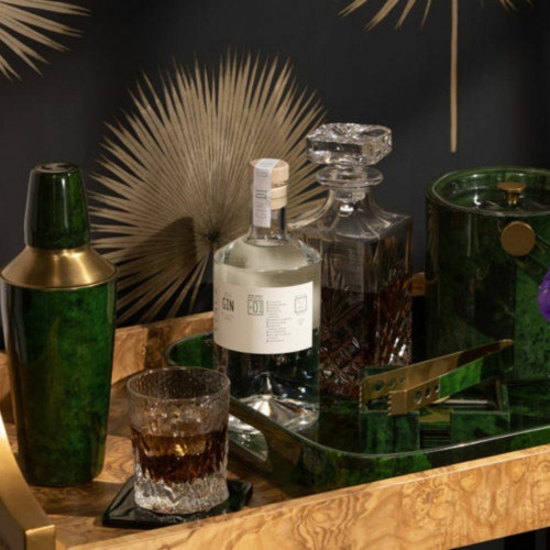 Nelson Emerald Gloss Vellum Leather Bar Set