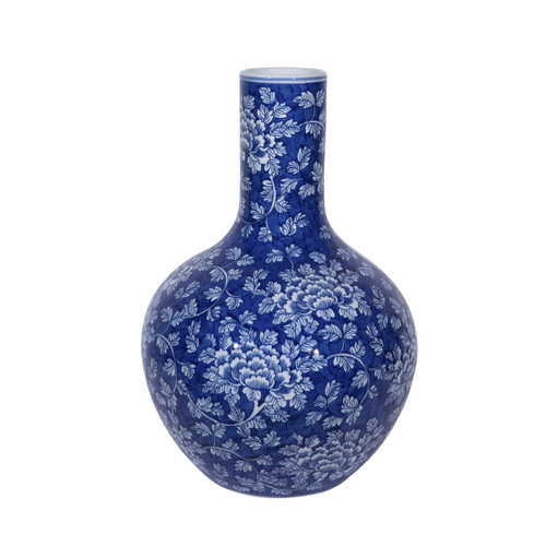 Legends of Asia Blue Peony Globular Vase 