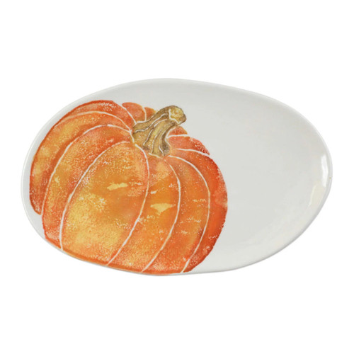 Vietri Handpainted Pumpkin Small Oval Platter 