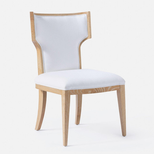 Made Goods Carleen Cerused White Upholstered Dining Chair  (Interchangeable Seat Cover) 