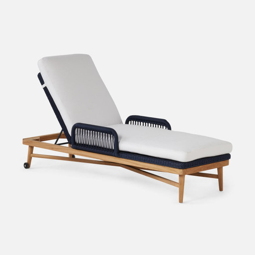 Made Goods Hendrick Navy/Natural Outdoor Chaise Lounge (Interchangeable Cushions) 