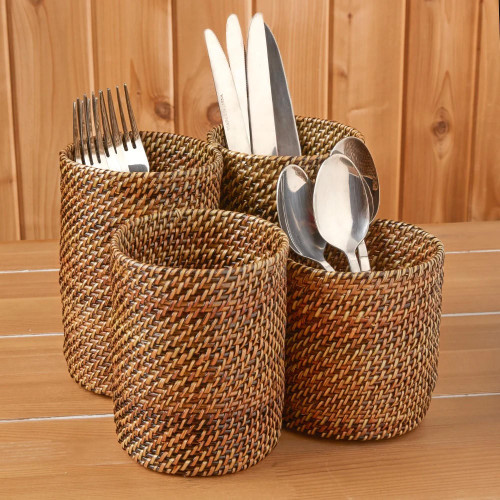 Woven Flatware Caddy Holder Tabletop Accessories