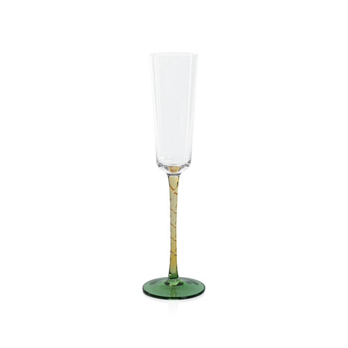 Zodax Sachi Green and Amber Champagne Flute (Set of 6) 