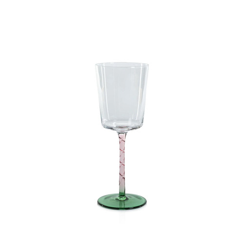 Zodax Sachi Green and Pink White Wine Glass (Set of 6) 