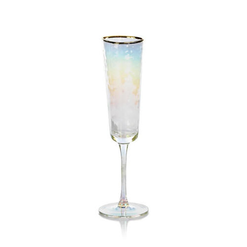 Zodax Aperitivo Triangular Champagne Flutes with Luster Gold Rim (Set of 4) 