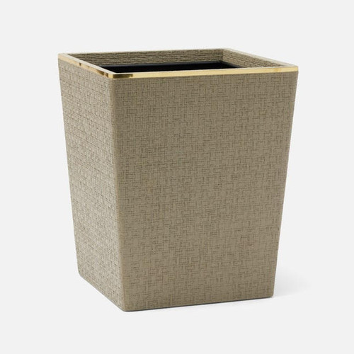 Pigeon and Poodle Veria Desert Taupe & Gold Square Wastebasket 