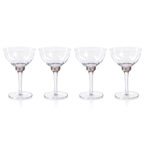 Zodax Colette Smoky Gray Martini / Cocktail Optic Glass (Set of 4) 