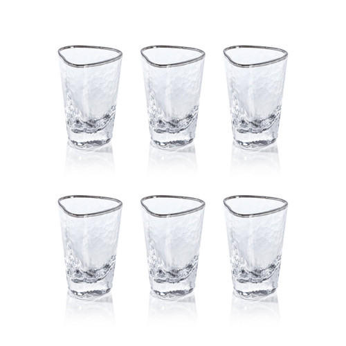 Zodax Aperitivo Triangular Shot Glass with Platinum Rim (Set of 6) 