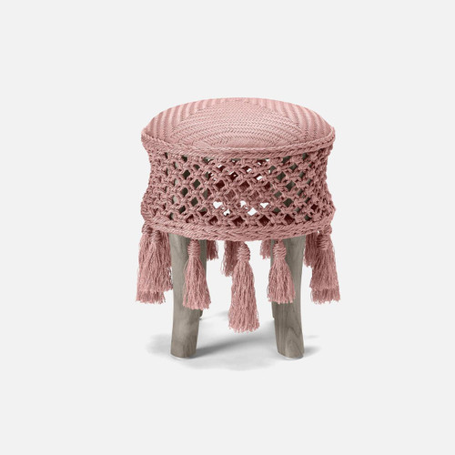 Made Goods Izzy Blush & Graywashed Rustic Teak Stool 