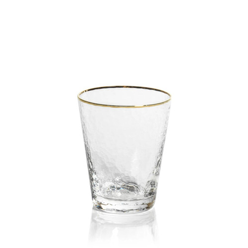 Zodax Negroni Clear w/ Gold Rim Hammered Tapered Double Old Fashioned Glasses (Set of 12) 