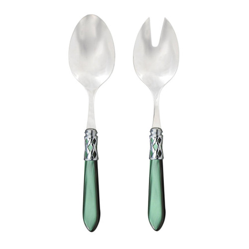 Vietri Aladdin Brilliant Green Salad Server Set 