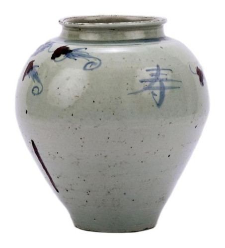 Legends of Asia Blue & White Silla Longevity Wide Mouth Porcelain Jar 