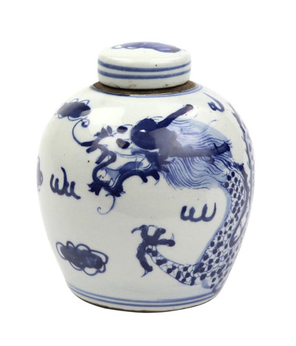 Legends of Asia Blue and White Dragon Jar 
