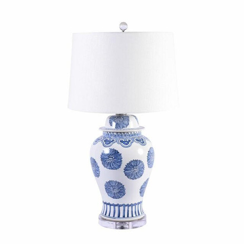Legends of Asia Blue & White Porcelain Multi Flower Lamp 