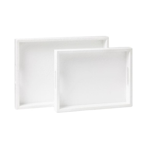 Made Goods Aisling Designer White Faux Ostrich Tray Set (Set of 2) 