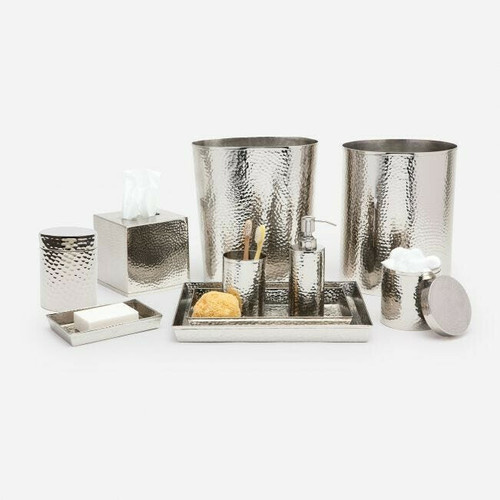 Verum Shiny Nickel Hammered Metal Bath Set