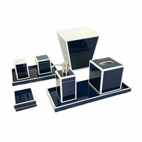 Navy Blue and White Bath Set Navy Blue and White Bath Set