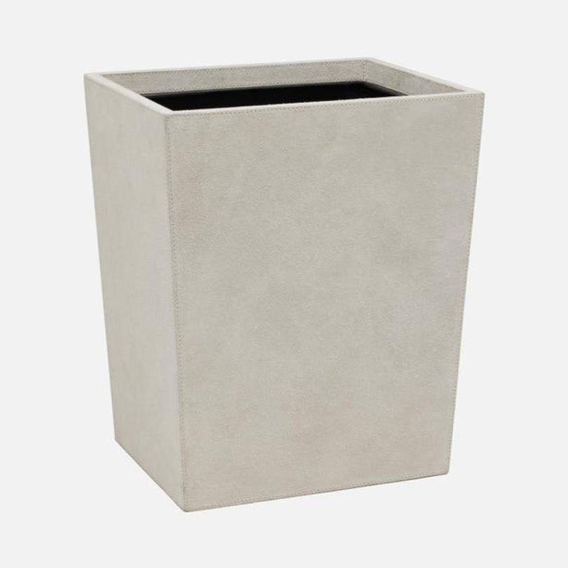 Pigeon and Poodle Segovia Light Gray Suede Wastebasket 