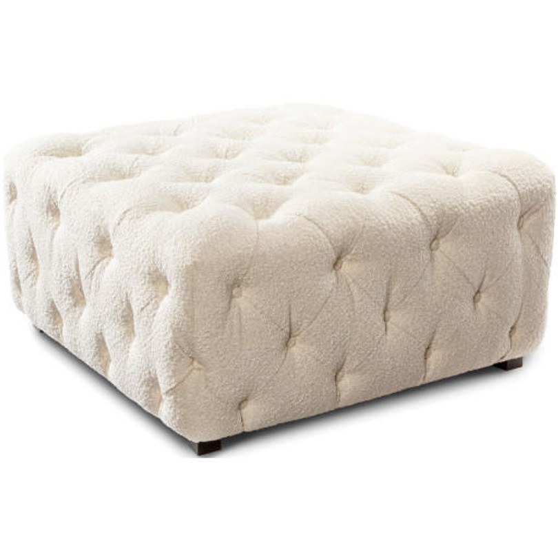 Surya Ferrand Cream Bouclé Square Ottoman 