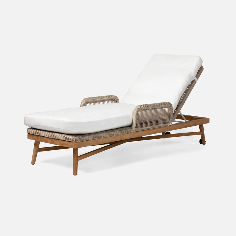 Made Goods Hendrick Natural/Teak Outdoor Chaise Lounge (Interchangeable Cushions) 