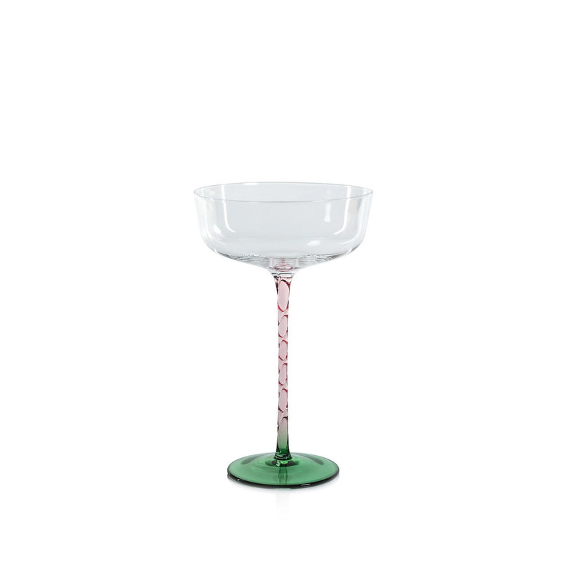 Zodax Sachi Green and Pink Cocktail Glass (Set of 4) 