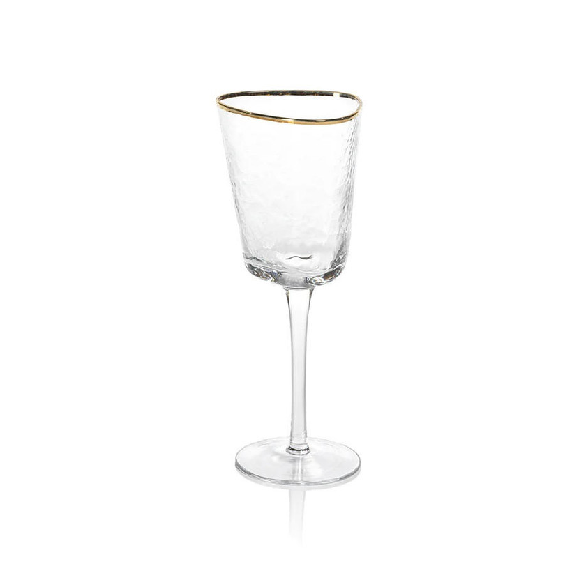 Zodax Aperitivo Triangular Wine Glasses with Gold Rim (Set of 4) 