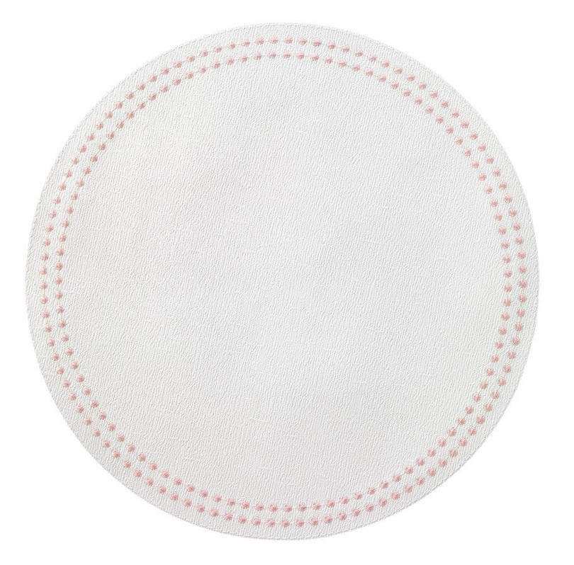 Bodrum Pearls Pure White and Rose Round Placemats (Set of 4) 