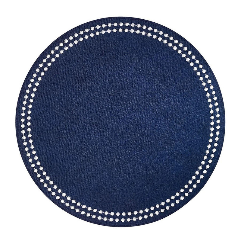 Bodrum Pearls Navy and White Round Placemats (Set of 4) 