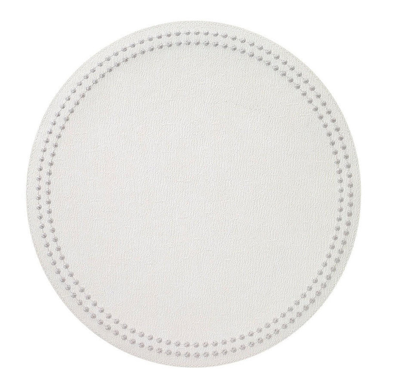 Bodrum Pearls Antique White and Silver Round Placemats (Set of 4) 