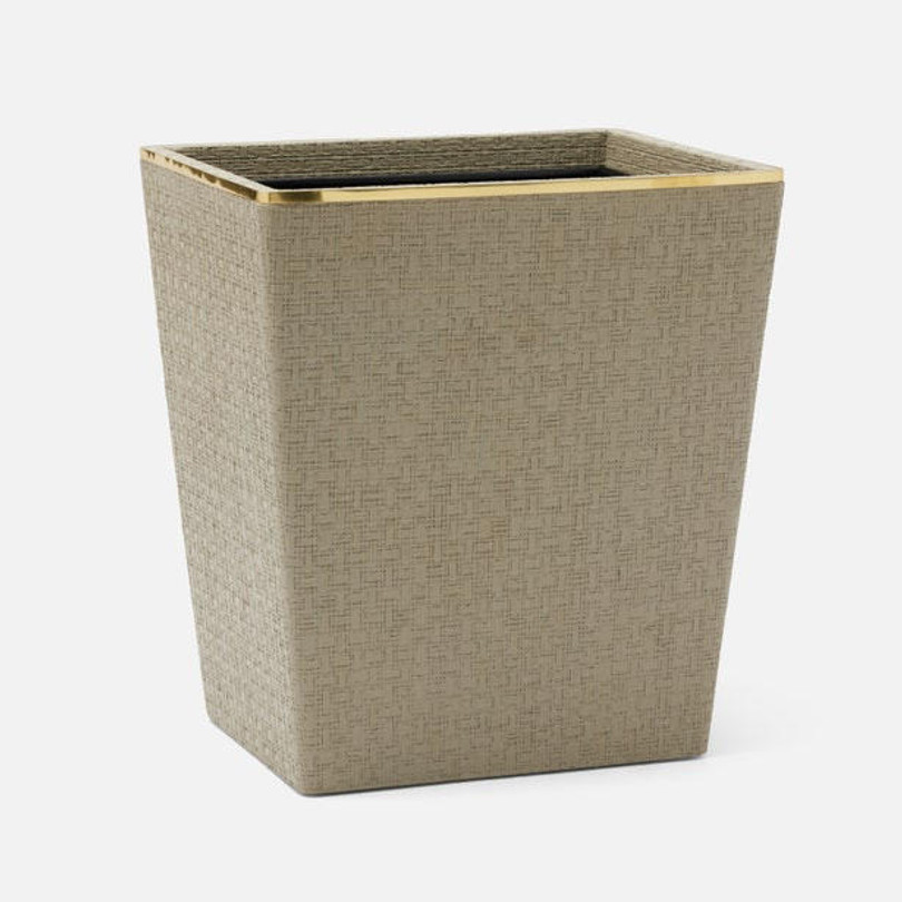 Pigeon and Poodle Veria Desert Taupe & Gold Rectangular Wastebasket 