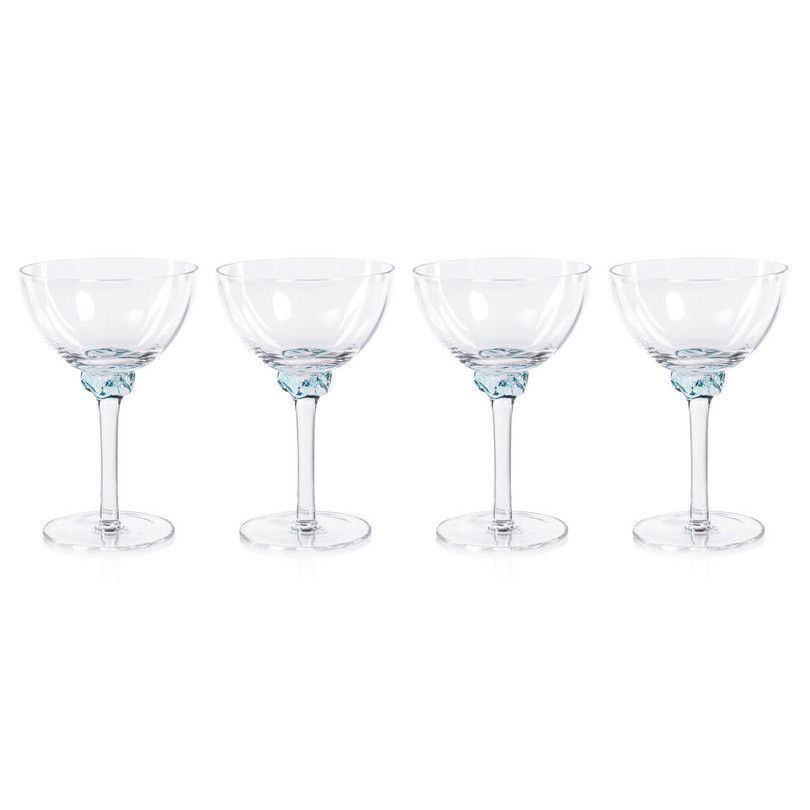 Zodax Colette Azure Blue Martini / Cocktail Optic Glass (Set of 4) 