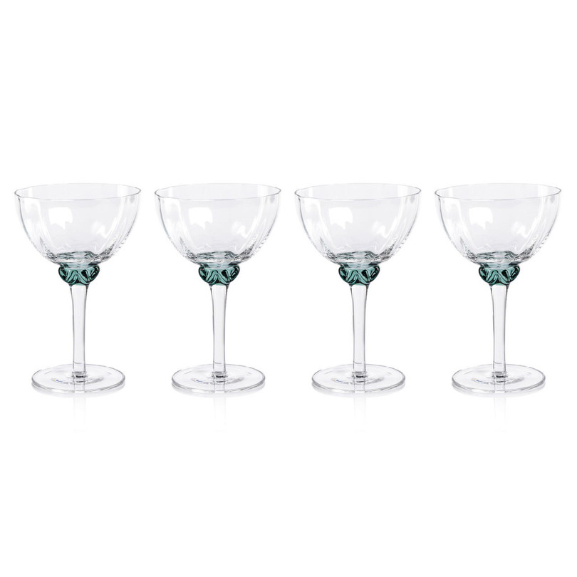 Zodax Colette Sea Green Martini / Cocktail Optic Glass (Set of 4) 