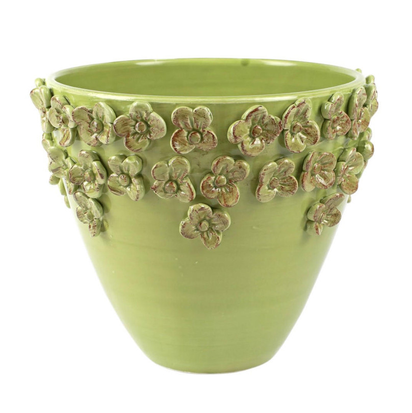 Vietri Rustic Garden Pistachio Cachepot 