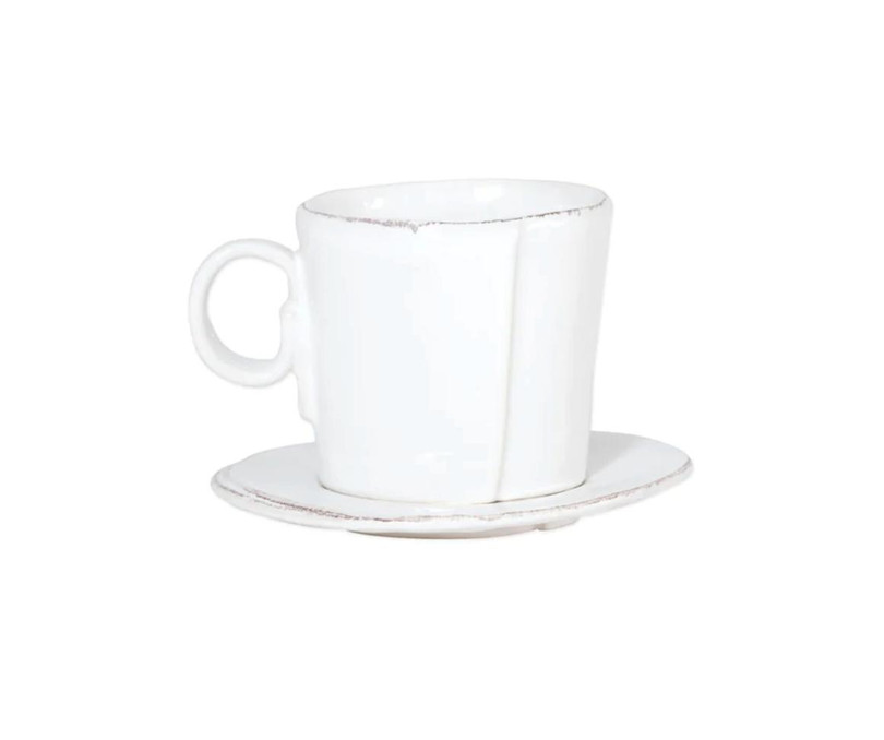 Vietri Lastra White Espresso Cup and Saucer 