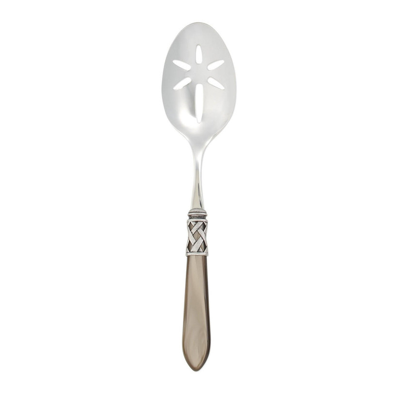 Vietri Aladdin Antique Taupe Slotted Serving Spoon 