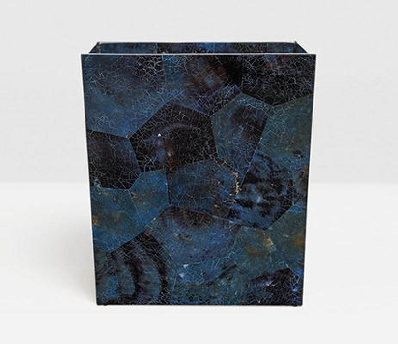 Pigeon and Poodle Santorini Dark Blue Rectangular Wastebasket 