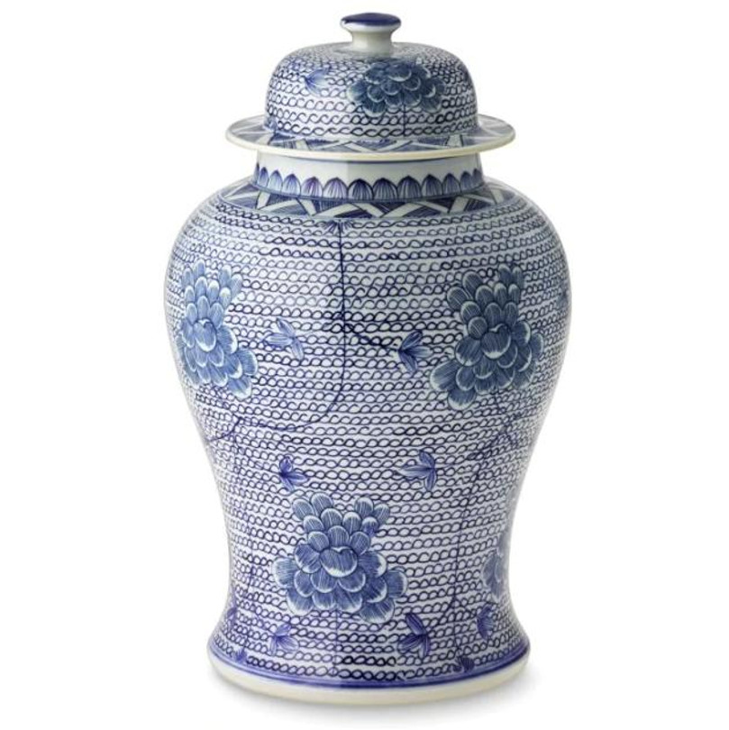 Legends of Asia Blue & White Chain Temple Jar Large 