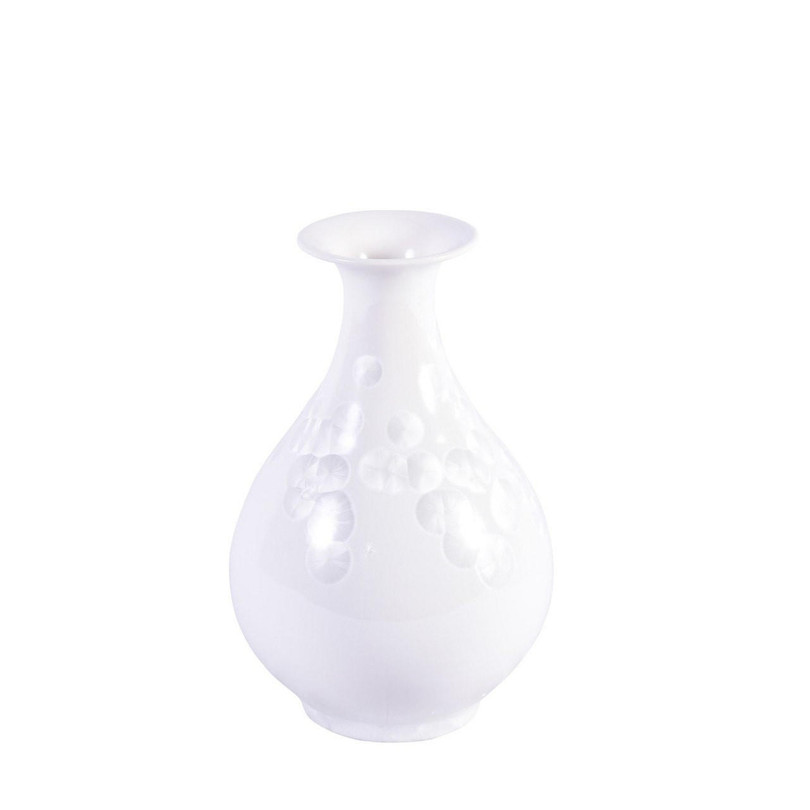 Legends of Asia Bright White Crystal Shell Pear Porcelain Vase 