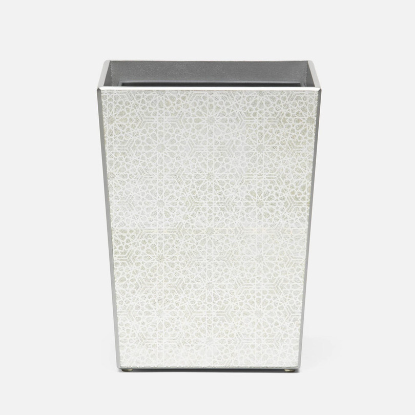 Pigeon and Poodle Caro Silver Square Wastebasket 