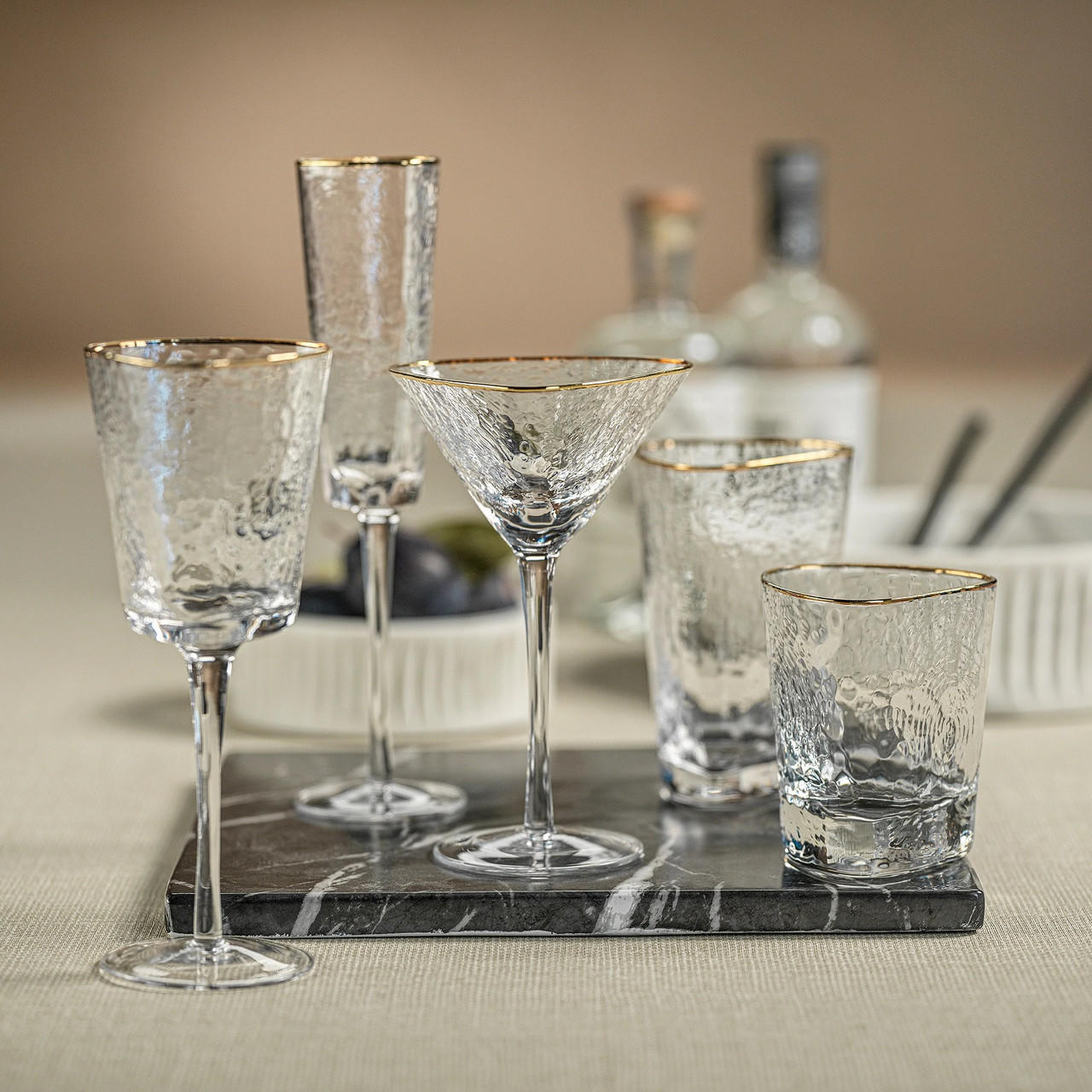 Aperitivo Triangular Martini Glasses with Gold Rim | Drinkware