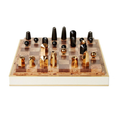 Cream Shagreen Chess Set
