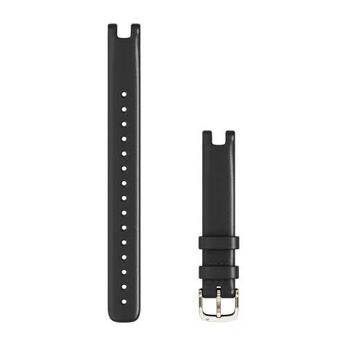 Garmin Lily Band (14mm) - Black Italian Leather with Cream Gold Hardware (Large)