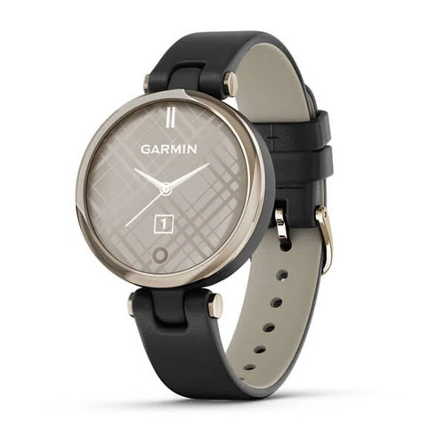 Garmin Lily Classic - Cream Gold Bezel with Black Case and Italian Leather Band